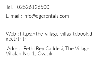 The Village Villas iletiim bilgileri